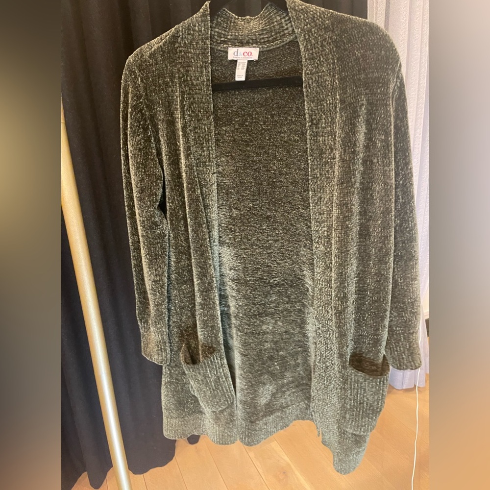 NWOT Denim & Co green soft plushy cardigan